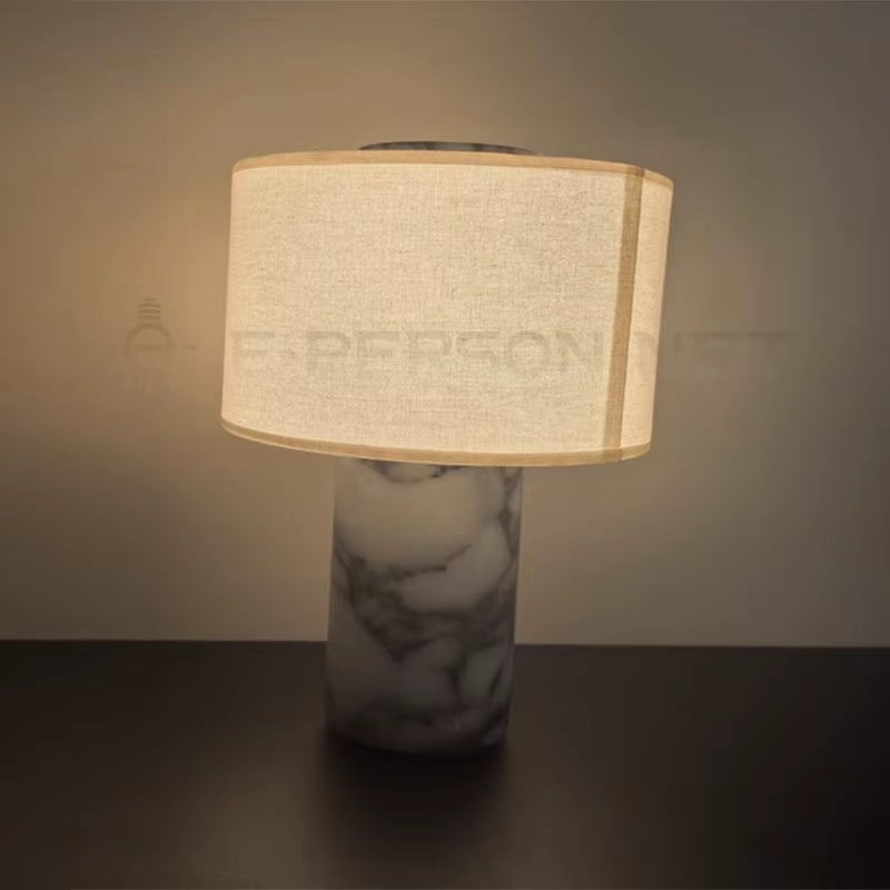 Luxury Marble Table Lamp with Fabric Shade | Modern Decorative Bedside Light for Living Room & Bedroom