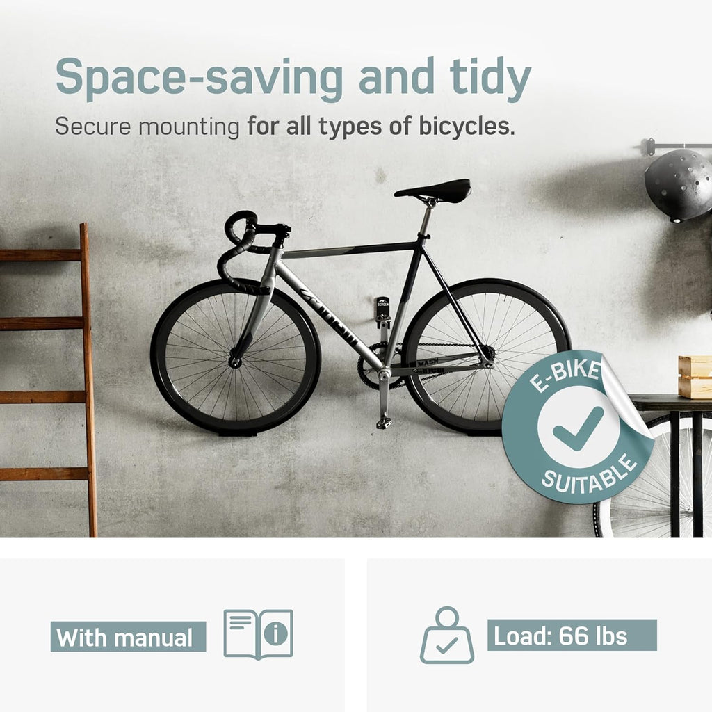 Bike Wall Mount Hook for E-Bikes & MTB - Garage Storage Solution