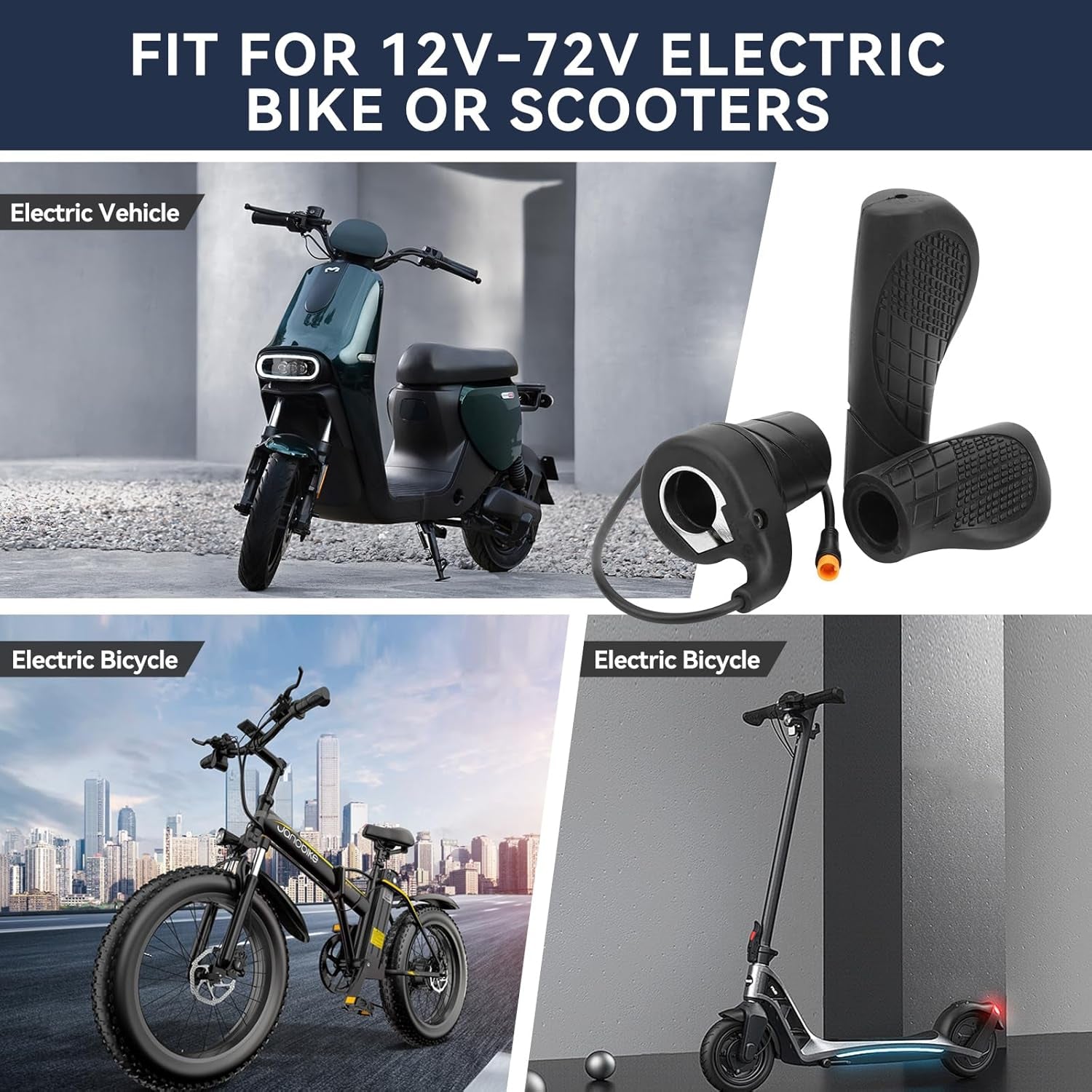 Ft76X Half Twist Throttle Waterproof Grip Electric Bicycle Handle Conversion MTB