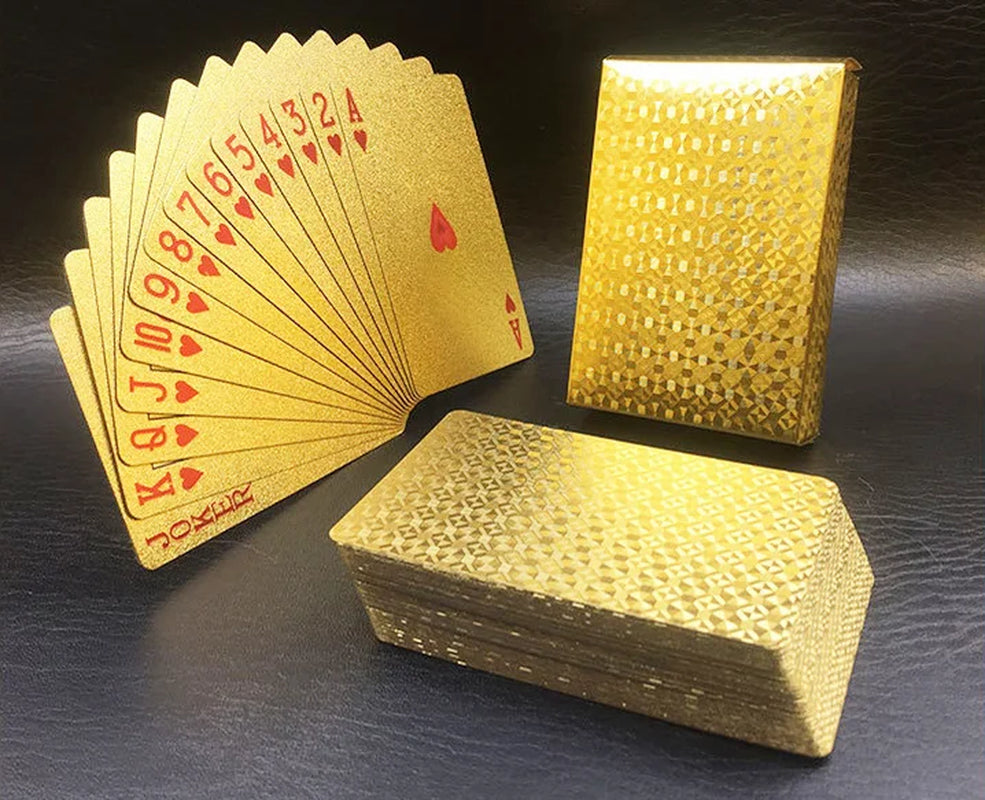 Gold Playing Cards Plastic Poker Game Deck Foil Pokers Pack Magic Cards Waterproof Card Gift Collection Board Game