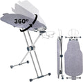 ° Dual-Sided Iron Board - Torso-Shaped Ironing Board Full Size with 8-Level Adjustable Height, Rotatable & Detachable Iron Holder, Garment Clips - HDPE Heat-Resistant Surface