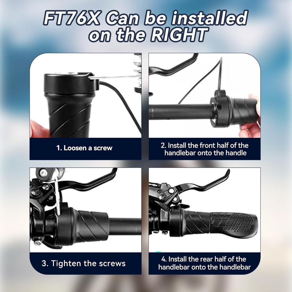 Ft76X Half Twist Throttle Waterproof Grip Electric Bicycle Handle Conversion MTB
