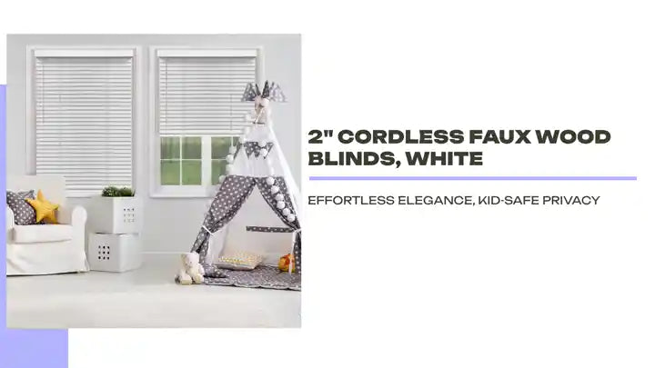 2" Cordless Faux Wood Blinds, White by@Outfy